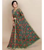 grey Organza saree with blouse piece