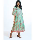 Pink Blue Spring Tropical Layered Dress