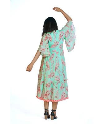 Pink Blue Spring Tropical Layered Dress 2
