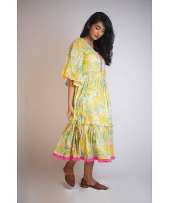 Yellow Tropical Layered Dress 2