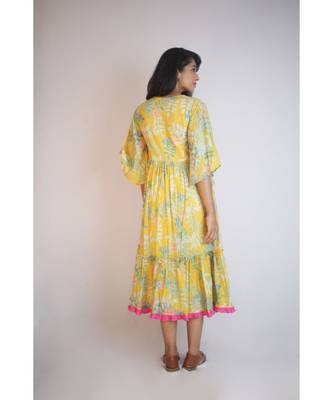 Yellow Tropical Layered Dress 3