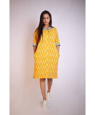 Mustard Ikat and denim twin dress 1