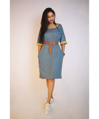 Mustard Ikat and denim twin dress 3