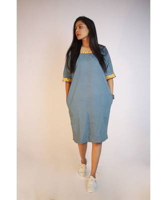 Mustard Ikat and denim twin dress 4
