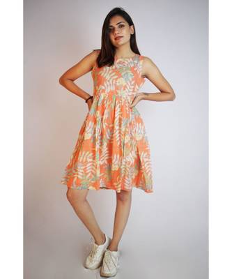 Orange Tropical Short Dress 1