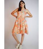 Orange Tropical Short Dress