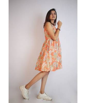 Orange Tropical Short Dress 2