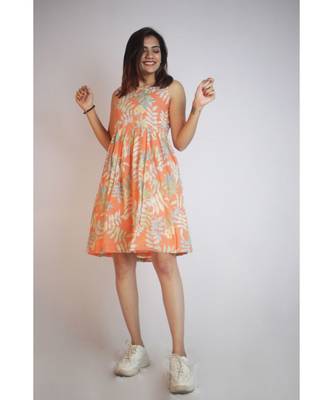 Orange Tropical Short Dress 3