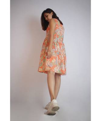 Orange Tropical Short Dress 4