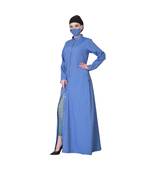 Front Open Abaya In Cotton Fabric With Wooden Buttons