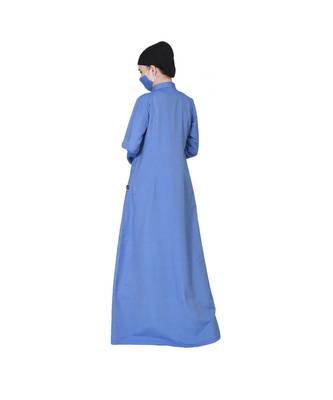 Front Open Abaya In Cotton Fabric With Wooden Buttons 2