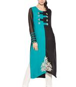 Blue embroidered cotton kurta &-sets