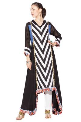 Black printed cotton kurta &-sets 1