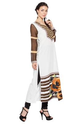 White printed cotton kurta &-sets 3