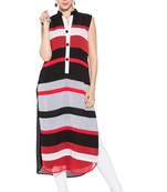 Red printed georgette kurta &-sets