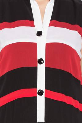 Red printed georgette kurta &-sets 5