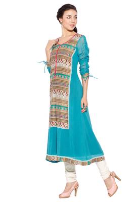 Blue printed georgette kurta &-sets 2