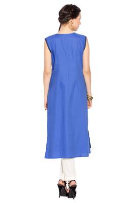 Blue embroidered cotton kurta &-sets 4