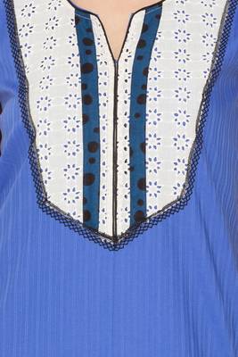 Blue embroidered cotton kurta &-sets 5