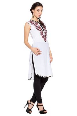 White embroidered cotton kurta &-sets 3