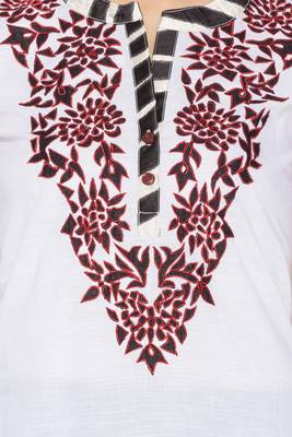 White embroidered cotton kurta &-sets 5
