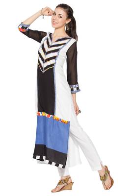 Black printed cotton kurta &-sets 2