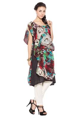 Multicolor printed georgette kurta &-sets 3
