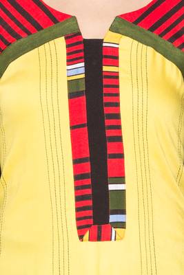 Yellow embroidered cotton kurta &-sets 5