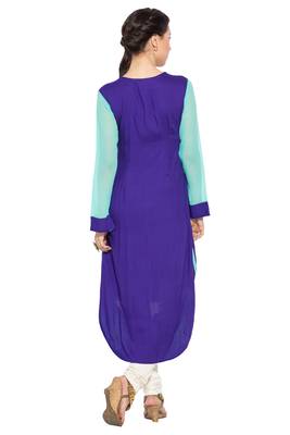 Purple embroidered cotton kurta &-sets 4