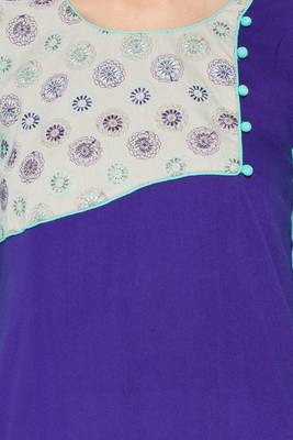 Purple embroidered cotton kurta &-sets 5