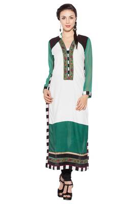 White embroidered cotton kurta &-sets 1