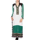 White embroidered cotton kurta &-sets