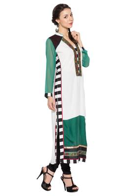 White embroidered cotton kurta &-sets 3