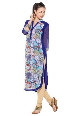 Blue printed georgette kurta-sets 2