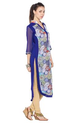 Blue printed georgette kurta-sets 3
