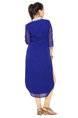 Blue printed georgette kurta-sets 4