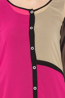 Pink woven georgette kurta &-sets 5