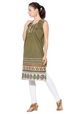 Blue embroidered cotton kurta &-sets 2