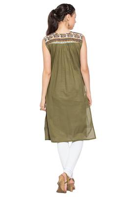 Blue embroidered cotton kurta &-sets 4