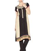 Black embroidered cotton kurta &-sets