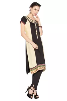 Black embroidered cotton kurta &-sets