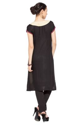 Black embroidered cotton kurta &-sets 4