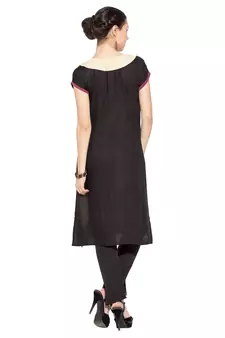 Black embroidered cotton kurta &-sets