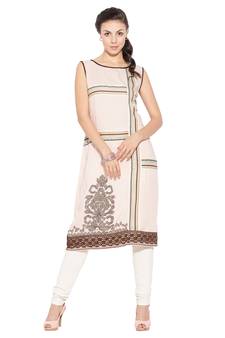 White embroidered cotton kurta &-sets