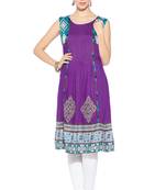 Purple embroidered cotton kurta &-sets