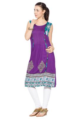 Purple embroidered cotton kurta &-sets 2