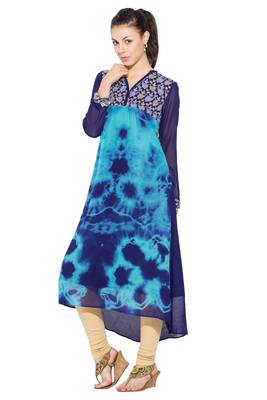 Blue embroidered georgette kurta &-sets 2