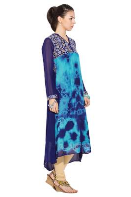 Blue embroidered georgette kurta &-sets 3