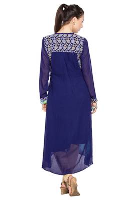 Blue embroidered georgette kurta &-sets 4