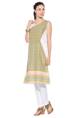 Green printed cotton kurta &-sets 2